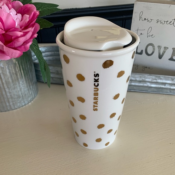 Starbucks Gold Dot Ceramic Tumbler - Picture 3 of 3